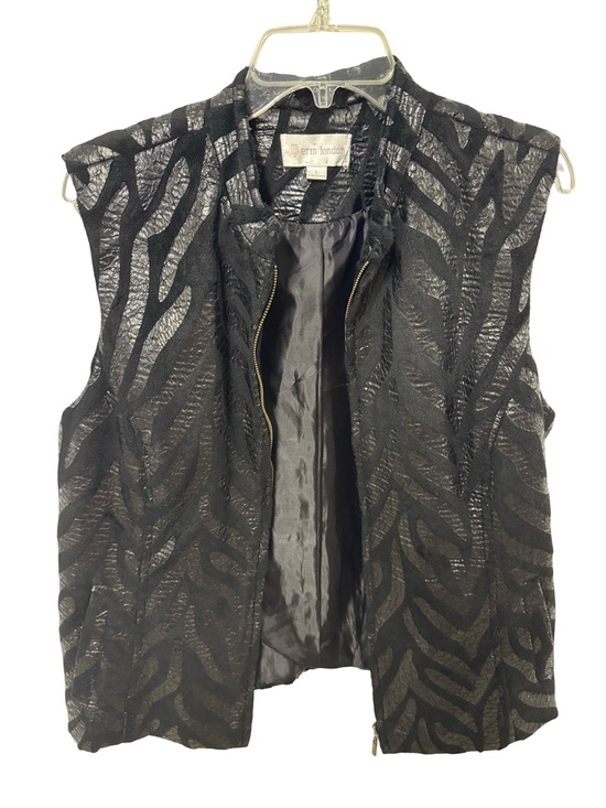 erin london Jackets & Blazers - erin london Black Shimmer Zebra-Pattern Zip Vest